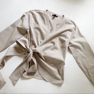 J.Crew Wrap Top in Khaki Stripe